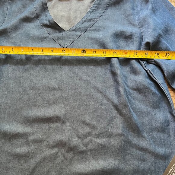 Zac & Rachel V-Neck Tunic Flutter Sleeve Large Women's Lightweight Blue Denim - Picture 6 of 9